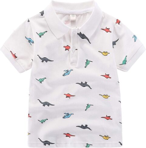 Motteecity Fashion Boys Turndown Collar Dino Printed Polo Shirt in Saudi Arabia