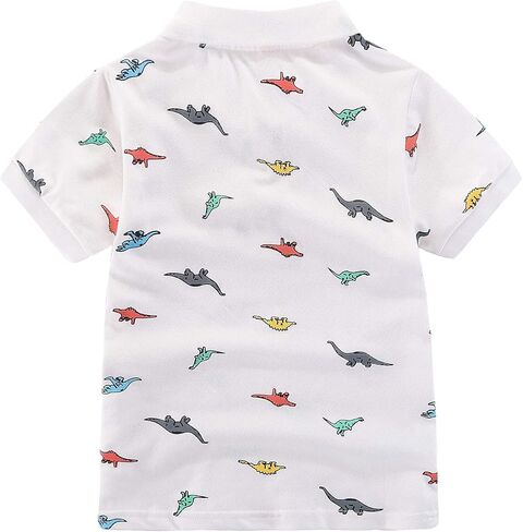Motteecity Fashion Boys Turndown Collar Dino Printed Polo Shirt in Saudi Arabia
