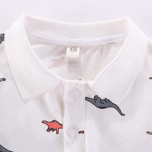 Motteecity Fashion Boys Turndown Collar Dino Printed Polo Shirt in Saudi Arabia