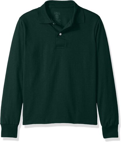 Jerzees Boys' Big Spot Shield Long Sleeve Polo Sport Shirt in Kuwait
