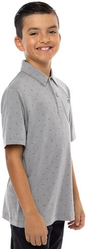 TravisMathew Boys Y Cliff Jumping Polo, Heather Medium Grey in Saudi Arabia