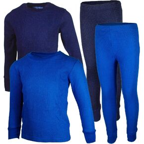 BROOKLYN VERTICAL Boys 4-Piece Thermals Set | Long Sleeve Shirt, Pants Ages 1-16