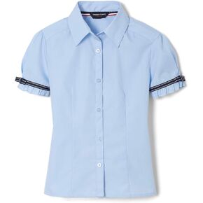 French Toast Girls' Short Sleeve Ribbon Bow Blouse