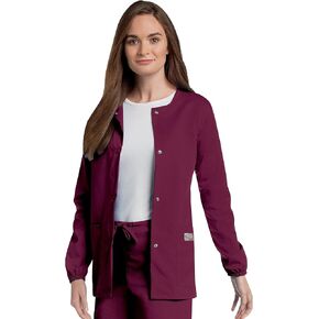Landau Scrub Zone Relaxed Fit 2-Pocket Snap-Front Scrub Jacket for Women 75221 in Saudi Arabia