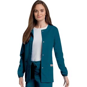 Landau Scrub Zone Relaxed Fit 2-Pocket Snap-Front Scrub Jacket for Women 75221