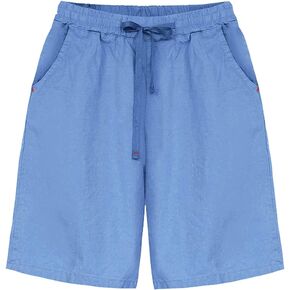Fuwenni Women's Casual Elastic Waist Comfy Knee Length Curling Bermuda Shorts with Pockets