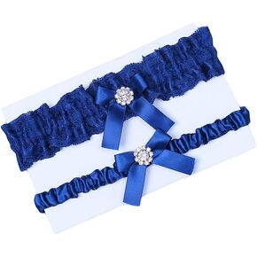 Blue Bridal Lace Garter Belt Wedding Legs Garter Belt with Bow Toss Away JW27