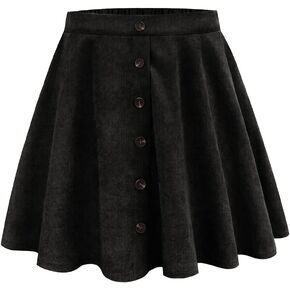 RITERA Plus Size Basic Versatile Stretchy Elastic Waist Flared Casual Mini Skater Skirt/Pleated Plaid Skirt for Women XL-5XL in Kuwait