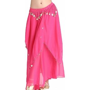 ZLTdream Women's Belly Dance Chiffon Skirt with Coins in Saudi Arabia