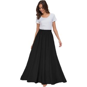 Sinono Womens Chiffon Retro Maxi Skirt Vintage Ankle-Length Skirts in Kuwait
