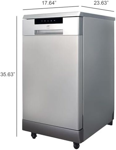 SPT SD-9263SSB 18″ Wide Portable Stainless Steel Dishwasher with ENERGY STAR, 6 Wash Programs, 8 Place Settings and Stainless Steel Tub in Saudi Arabia