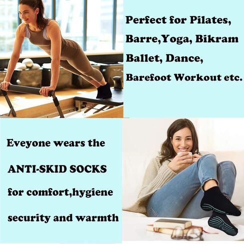 ELUTONG Pilates Non Slip Grip Socks for Women 1-4 Pairs Yoga Barre Ballet Workout Hospital Grippy Sock in Kuwait