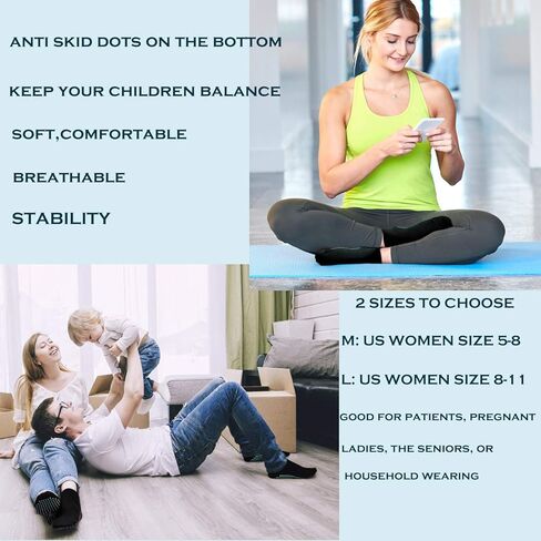 ELUTONG Pilates Non Slip Grip Socks for Women 1-4 Pairs Yoga Barre Ballet Workout Hospital Grippy Sock in Kuwait