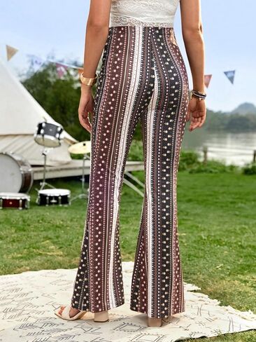 OYOANGLE Women's Maternity Floral Print High Waist Flare Leg Pants Bell Bottom Trousers in Saudi Arabia