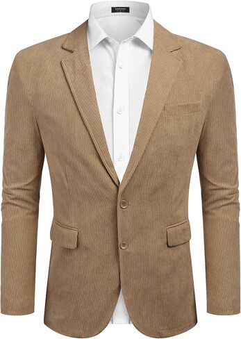 COOFADNY Men's Casual Corduroy Blazer Classic Fit Two Button Spoat Coat Fashion Notch Lapel Blazer Jacket in Saudi Arabia