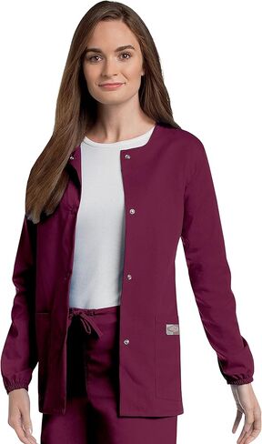 Landau Scrub Zone Relaxed Fit 2-Pocket Snap-Front Scrub Jacket for Women 75221 in Saudi Arabia