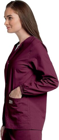 Landau Scrub Zone Relaxed Fit 2-Pocket Snap-Front Scrub Jacket for Women 75221 in Saudi Arabia
