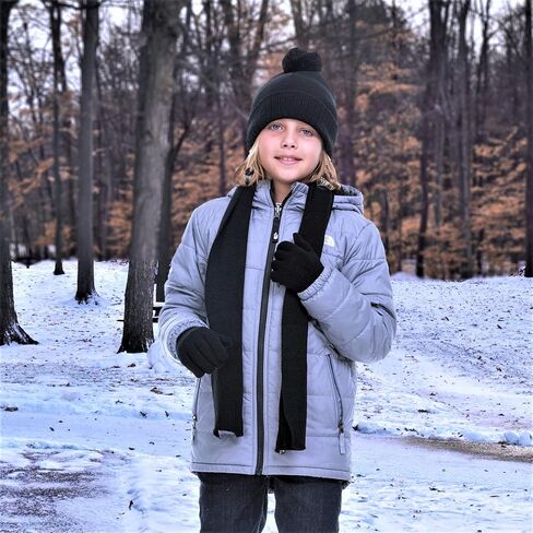 مجموعة قبعة ووشاح وقفازات للأولاد من Polarwear - إكسسوارات شتوية للطقس البارد للأطفال - مجموعة قبعة صغيرة للأطفال مكونة من 3 قطع - مجموعات أوشحة قبعات للأولاد الكبار in Kuwait