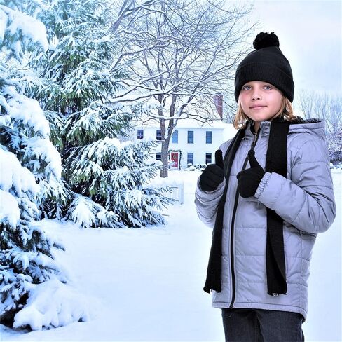 مجموعة قبعة ووشاح وقفازات للأولاد من Polarwear - إكسسوارات شتوية للطقس البارد للأطفال - مجموعة قبعة صغيرة للأطفال مكونة من 3 قطع - مجموعات أوشحة قبعات للأولاد الكبار in Kuwait