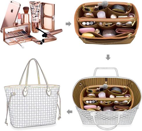 3 in 1 Felt Purse Organizer Insert Bag in Bag with a Bottle Holder Shaper in Kuwait