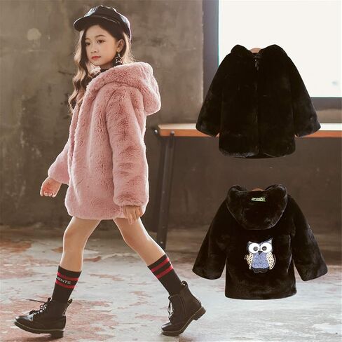 Miss Bei Girl's Winter Coat Kids Girls Spring Warm Fur Cartoon Coats Hooded Snowsuit Outerwear Jackets in Kuwait