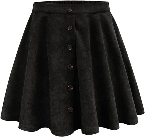 RITERA Plus Size Basic Versatile Stretchy Elastic Waist Flared Casual Mini Skater Skirt/Pleated Plaid Skirt for Women XL-5XL in Kuwait