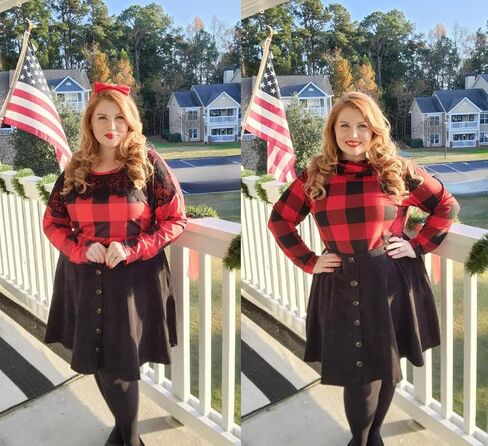 RITERA Plus Size Basic Versatile Stretchy Elastic Waist Flared Casual Mini Skater Skirt/Pleated Plaid Skirt for Women XL-5XL in Kuwait