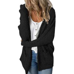 MEROKEETY Women's Long Sleeve Soft Chunky Knit Sweater Open Front Cardigans Outwear Coat