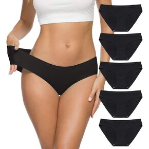 Wealurre Women’s Seamless Underwear No Show Panties Soft Stretch Hipster Bikini Underwears 5-Pack