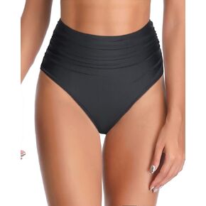 Tempt Me Women's High Waisted Bikini Bottom Full Coverage Retro Tummy Control Swimusuit Bottom
