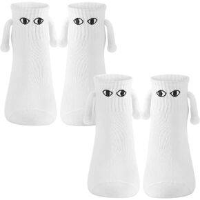 Novelty Kids Holding Hands Socks, Funny Magnetic Mid-Tube Socks for Friends Sisters Big Girls Boys 10-15 Years