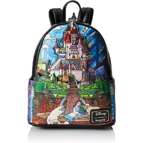 حقيبة كتف نسائية بحزام مزدوج من Loungefly Disney Princess Castle Series Belle، مقاس واحد، متعددة الألوان in Kuwait