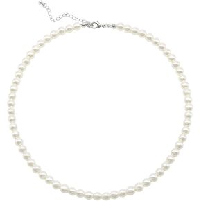 Cryshimmer Pearl Choker Necklace for Women Faux Pearl Beads Strand Necklace Earring Set Costume Jewelry