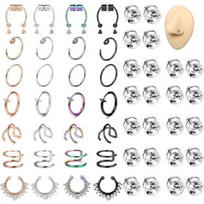ORAZIO Fake Nose Rings For Women Faux Septum Nose Ring Stud Fake Septum Nose Hoop rings Nose Cuffs For Non Pierced Nose