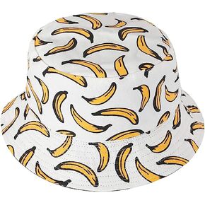 Joylife Banana Print Bucket Hat Fruit Pattern Fisherman Hats Summer Reversible Packable Cap in Kuwait