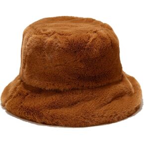 OCTEEN Fluffy Faux Fur Bucket Hat Winter Warm Hat for Women Men