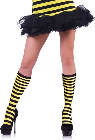 3 ازواج جوارب مخططة بنمط نحلة سوداء واصفر مخططة بطول الركبة جوارب طويلة مخططة لزي الهالوين in Kuwait