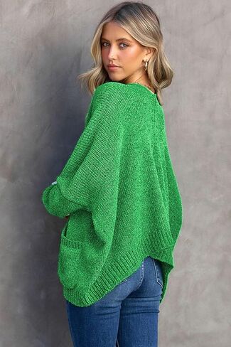 Sidefeel Womens 2023 V Neck Button Down Oversized Cardigan Long Sleeve Open Front Soft Chunky Knit Sweaters Coat with Pockets in Saudi Arabia