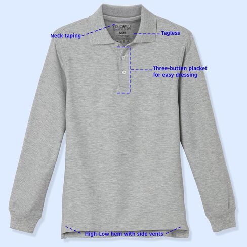 الزي المتعلم للأولاد 2T-20 قميص بيكيه بولو بأكمام طويلة in Kuwait