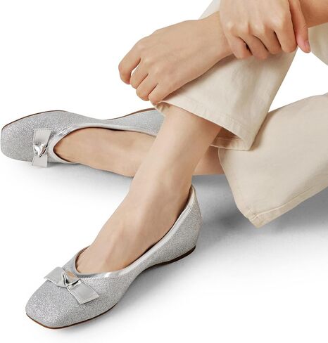 أحذية DREAM PAIRS النسائية ذات الكعب المنخفض، أحذية الزفاف المريحة ذات المقدمة المربعة وحجر الراين in Saudi Arabia