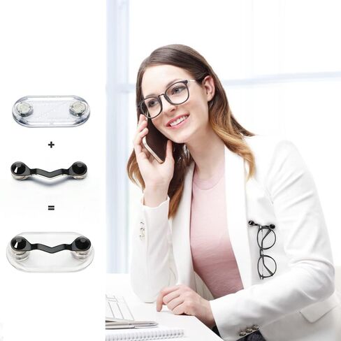 NECANO 3 عبوات من حاملات النظارات المغناطيسية، حامل شارة الاسم، حامل النظارات الشمسية، شارة الهوية للرجال والنساء (الفولاذ المقاوم للصدأ، الماس الأسود السفلي) in Kuwait