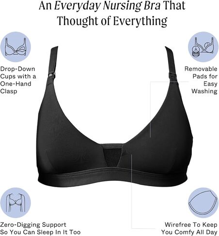 Pepper Nursing Wirefree Bra | Wireless Maternity Bra for Women | Drop-Down Cups with a One-Hand Clasp, Removable Pads in Kuwait