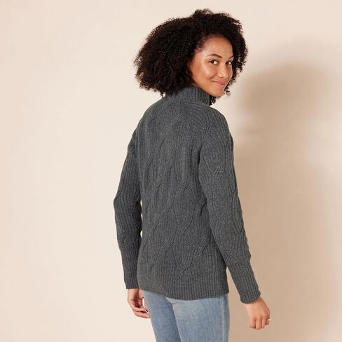 Amazon Essentials Women's Soft Touch Funnel Neck Cable Sweater in Saudi Arabia