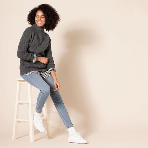 Amazon Essentials Women's Soft Touch Funnel Neck Cable Sweater in Saudi Arabia