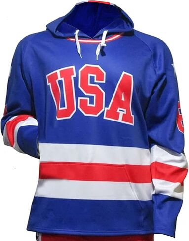 USA Hockey Miracle on Ice 1980 Jersey Adult Hoody | Quick Dry, Moisture Wicking Fabric | Officially Licensed by USA Hockey in Saudi Arabia