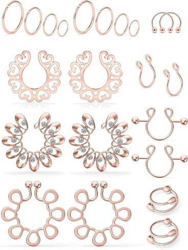 SCERRING حلقة الحلمة المزيفة من الفولاذ المقاوم للصدأ حلقات الحلمة غير المثقوبة مشبك على الحلمات مجوهرات ثقب الجسم الصناعي للنساء والرجال 11 زوجًا in Kuwait