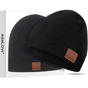 Bluetooth Beanie, Double-Layer Wool Lining Bluetooth Hat Beanie for Men/Women/Teens/Family, 20hrs Playing, Gift Packaging for Christmas Stocking Stuffers Thanksgiving (001-Black)