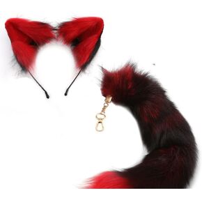 Valpeak Fox Cat Tail Keychain Fluffy Fur Tail for Kids Halloween Party Costume Cosplay