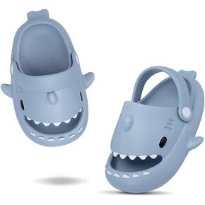 أحذية Coolloog Kids Shark Slides للأطفال الصغار والبنات والأولاد، شباشب صيفية لطيفة على شكل سحابة كرتونية للأطفال الصغار غير قابلة للانزلاق على الشاطئ وحمام السباحة