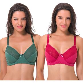 Curve Muse Women's Plus Size Unlined Minimizer Underwire Full Figure Bra-3Pack